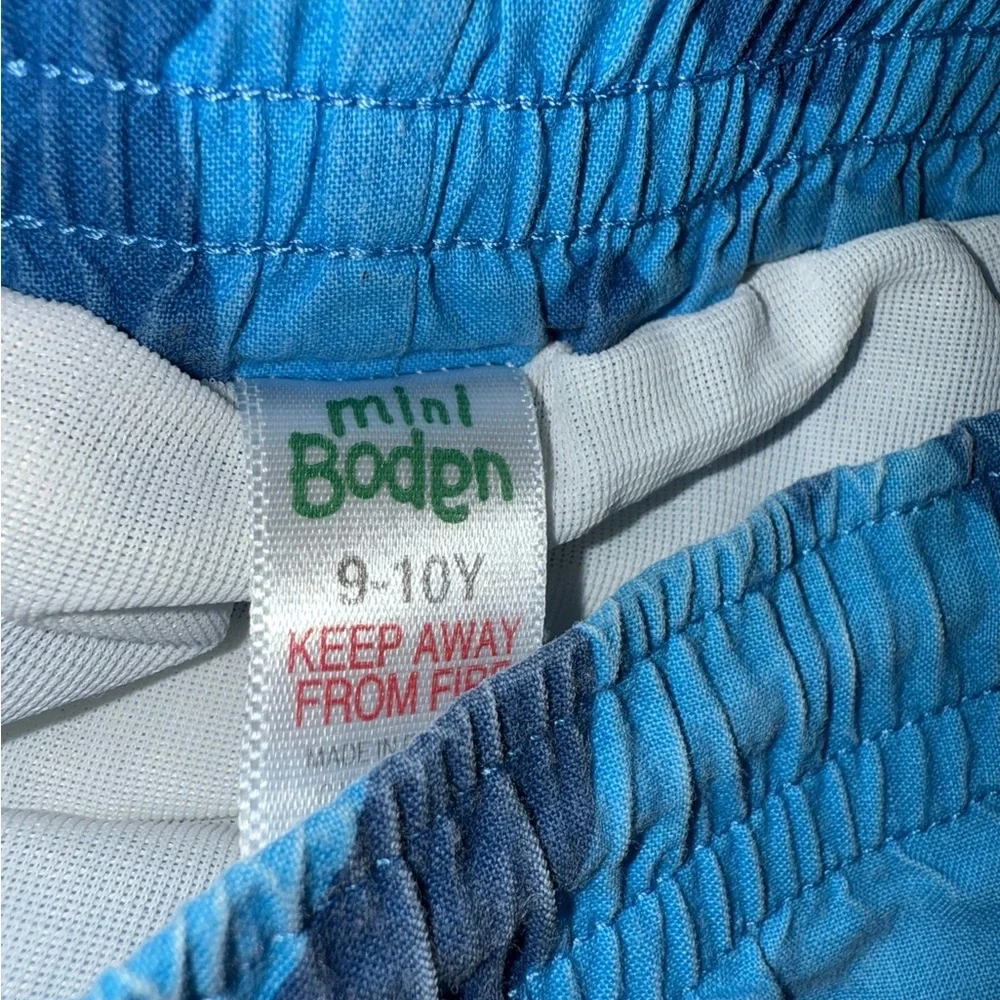 Mini Boden Blue Shark Swim Trunks & T-Shirt Set Size 9-10 Years
